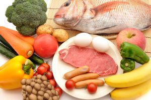 meat, fish, veg&fruits