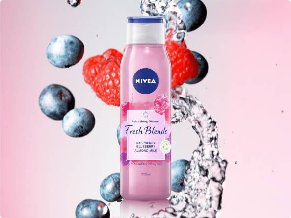 NIVEA Gel de dus Fresh Blends_Zmeura-Afine-Lapte de migdale